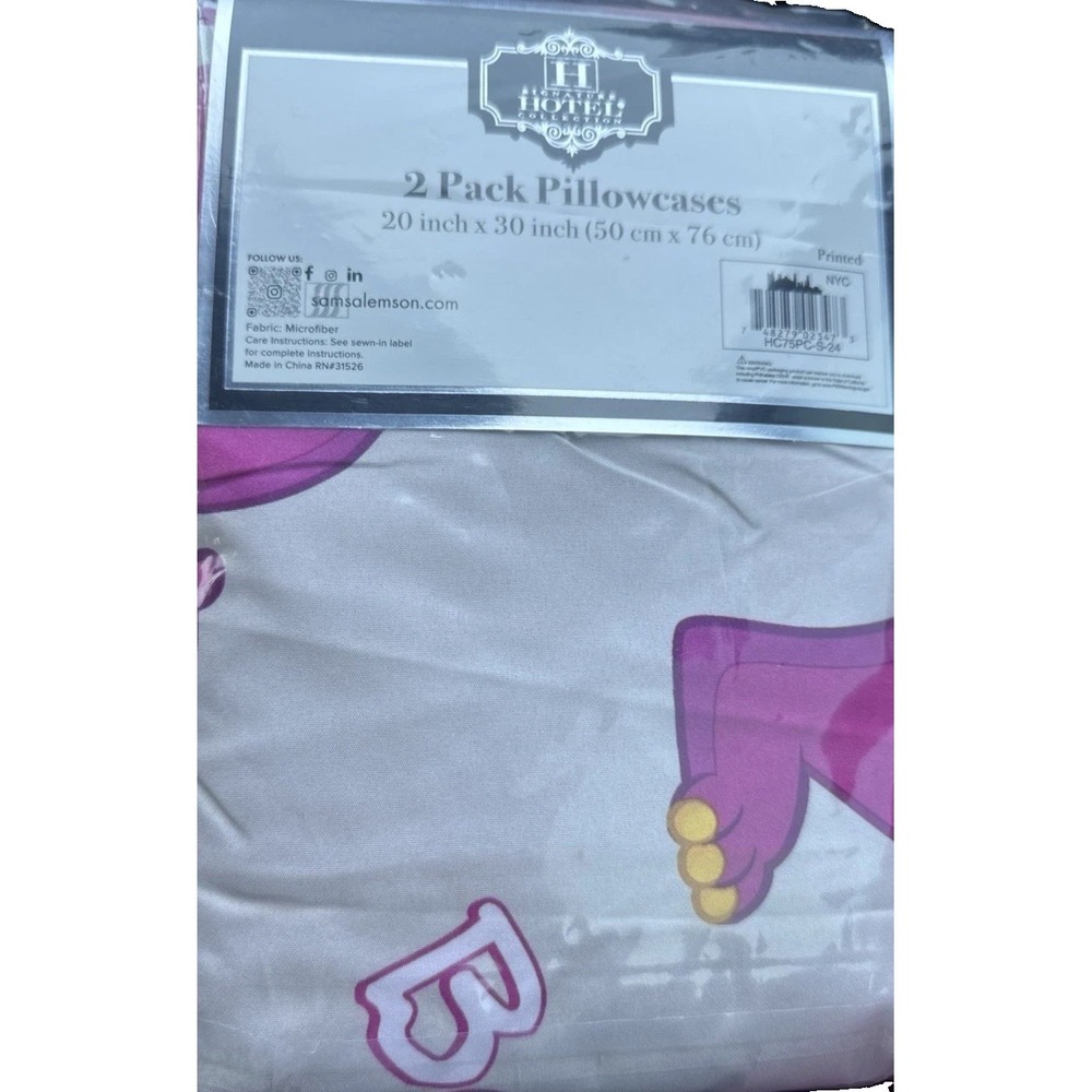 Signature Hotel Collection 2 Pack Pillowcases Barney & Friends New